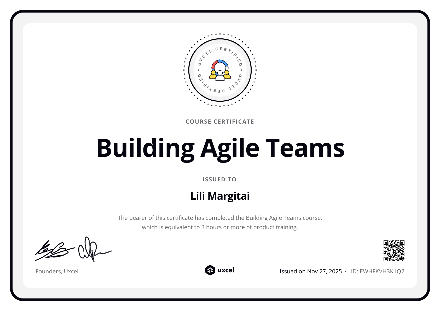 Lili Margitai's certificate